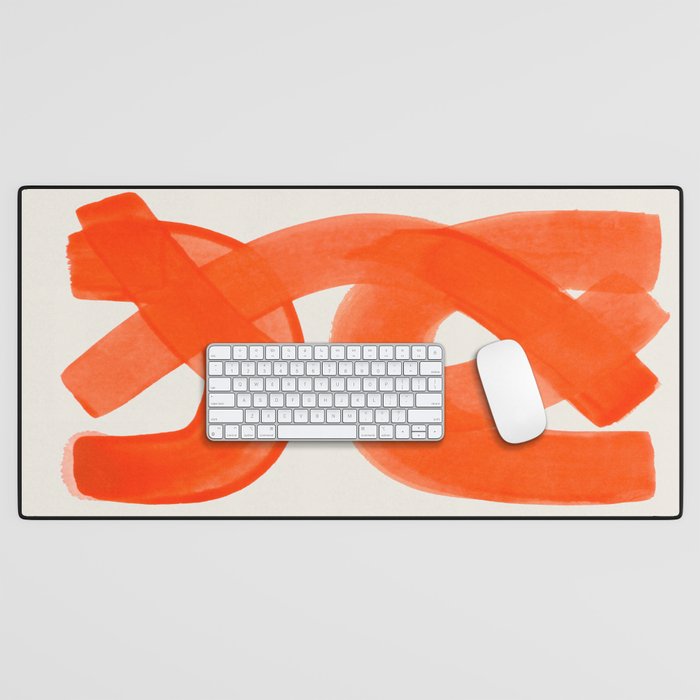 Mid Century Modern Abstract Painting Orange Watercolor Brush Strokes Desk Mat Gallery Image 1