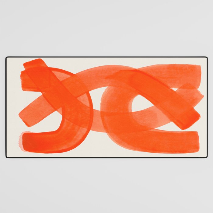 Mid Century Modern Abstract Painting Orange Watercolor Brush Strokes Desk Mat Gallery Image 3