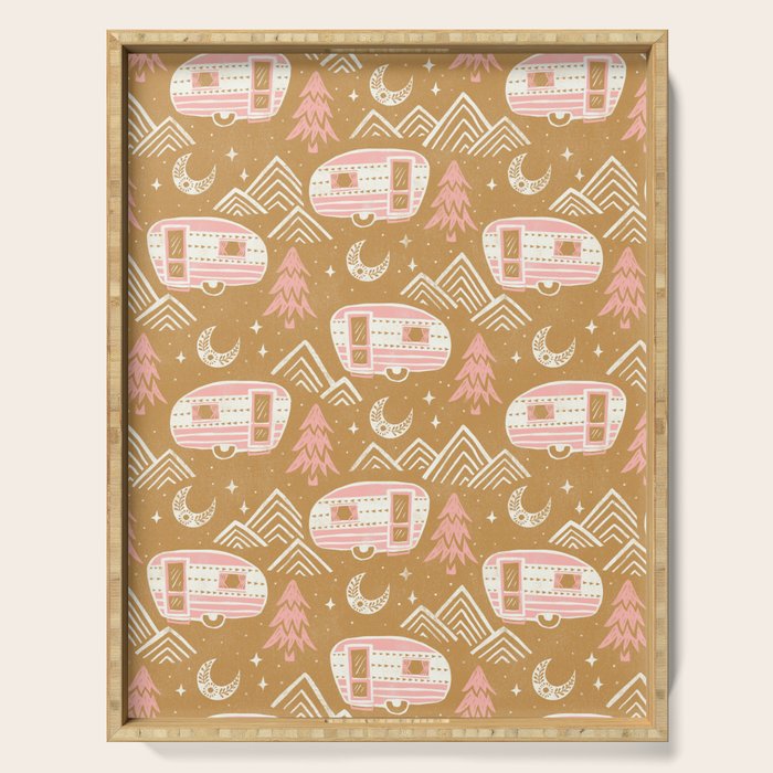 Little Camper - pink and gold Serving Tray Gallery Image 1
