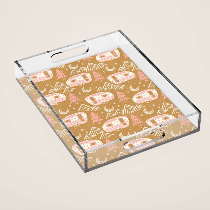 Little Camper - pink and gold Acrylic Tray Gallery Image 1