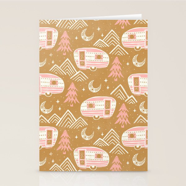 Little Camper - pink and gold Stationery Card Gallery Image 2