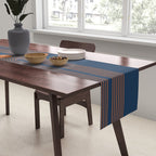 Mid Century Modern Geometric 186 in Navy Blue Orange Table Runner Gallery Image 2