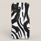 Abstract black and white paint brush stroke pattern iPhone Case Gallery Image 1