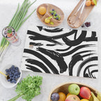 Abstract black and white paint brush stroke pattern Cutting Board Gallery Image 2