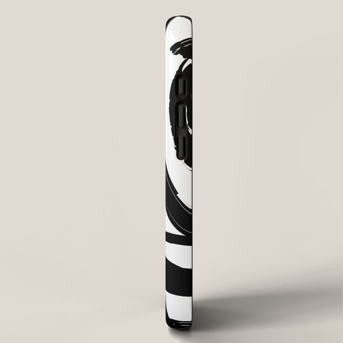 Abstract black and white paint brush stroke pattern iPhone Case Gallery Image 2