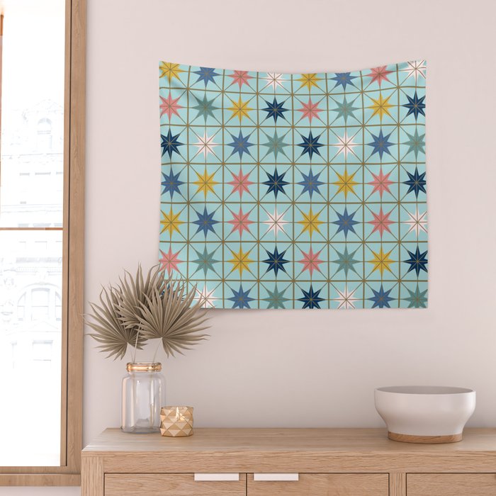 Moroccan Star Tile Pattern Wall Tapestry Gallery Image 2