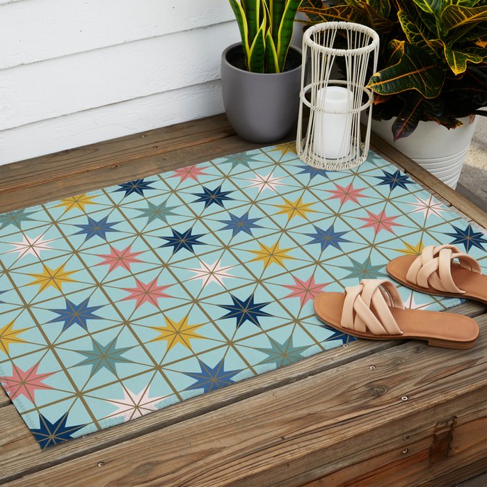 Moroccan Star Tile Pattern Outdoor Rug Gallery Image 2