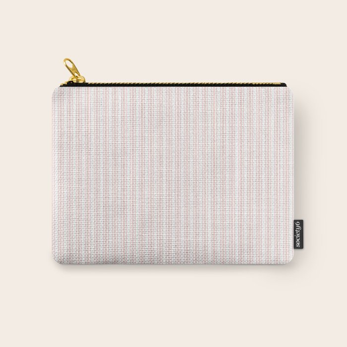 Classic Small Pink Rosebud Pastel Pink French Mattress Ticking Double Stripes Carry All Pouch Gallery Image 1