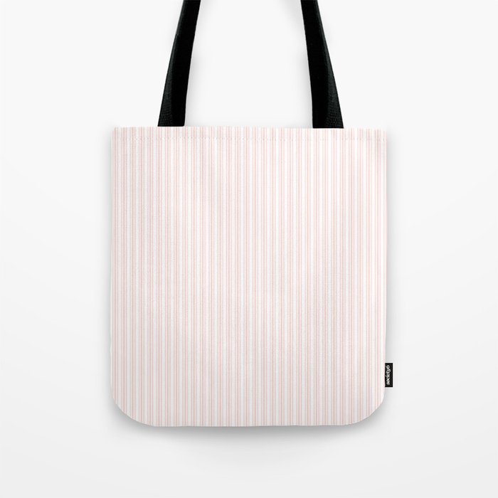 Classic Small Pink Rosebud Pastel Pink French Mattress Ticking Double Stripes Tote Bag Gallery Image 1