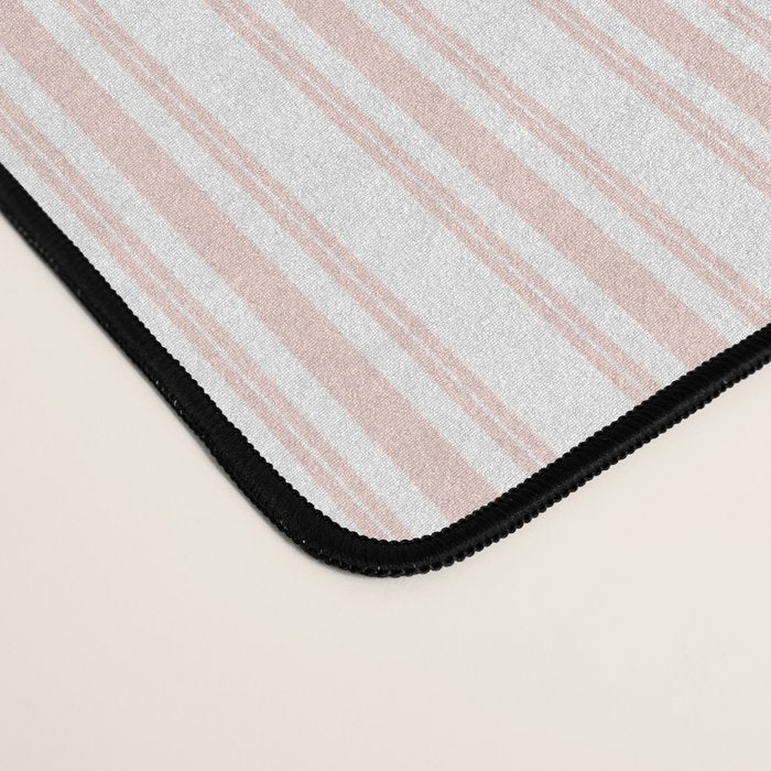 Classic Small Pink Rosebud Pastel Pink French Mattress Ticking Double Stripes Desk Mat Gallery Image 4