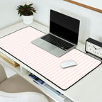 Classic Small Pink Rosebud Pastel Pink French Mattress Ticking Double Stripes Desk Mat Gallery Image 2
