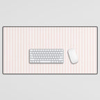 Classic Small Pink Rosebud Pastel Pink French Mattress Ticking Double Stripes Desk Mat Gallery Image 1