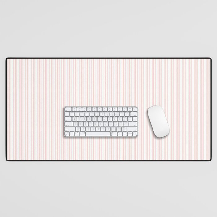 Classic Small Pink Rosebud Pastel Pink French Mattress Ticking Double Stripes Desk Mat Gallery Image 1