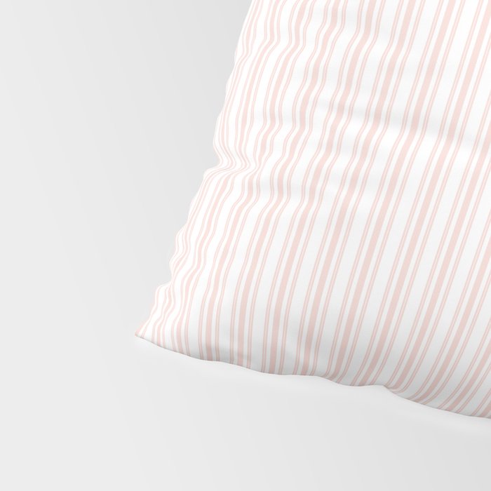 Classic Small Pink Rosebud Pastel Pink French Mattress Ticking Double Stripes Pillow Sham Gallery Image 4
