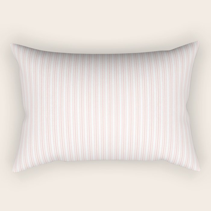 Classic Small Pink Rosebud Pastel Pink French Mattress Ticking Double Stripes Rectangular Pillow Gallery Image 1