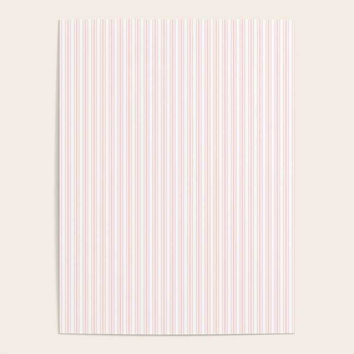 Classic Small Pink Rosebud Pastel Pink French Mattress Ticking Double Stripes Poster Gallery Image 4