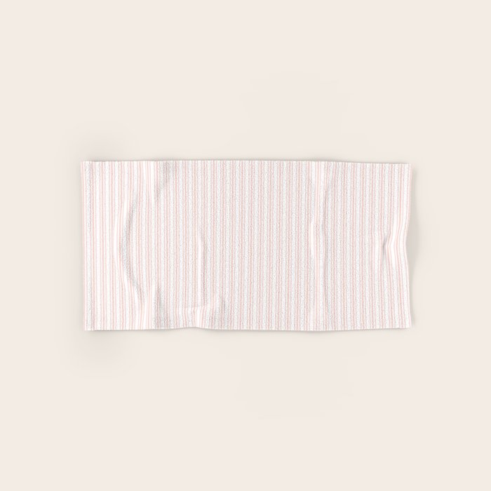 Classic Small Pink Rosebud Pastel Pink French Mattress Ticking Double Stripes Bath Towel Gallery Image 1