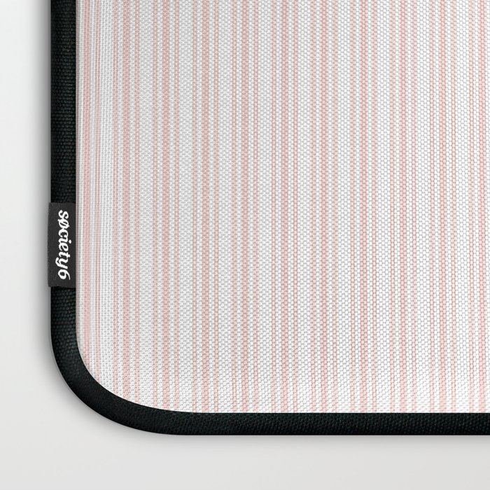 Classic Small Pink Rosebud Pastel Pink French Mattress Ticking Double Stripes Laptop Sleeve Gallery Image 3
