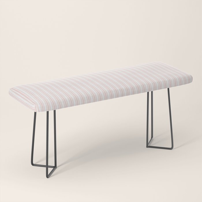 Classic Small Pink Rosebud Pastel Pink French Mattress Ticking Double Stripes Bench Gallery Image 1