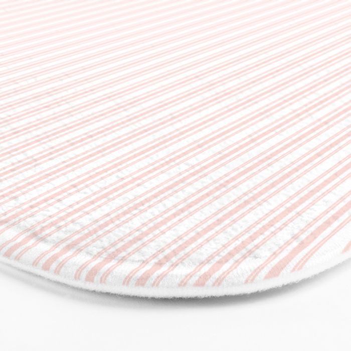 Classic Small Pink Rosebud Pastel Pink French Mattress Ticking Double Stripes Bath Mat Gallery Image 3