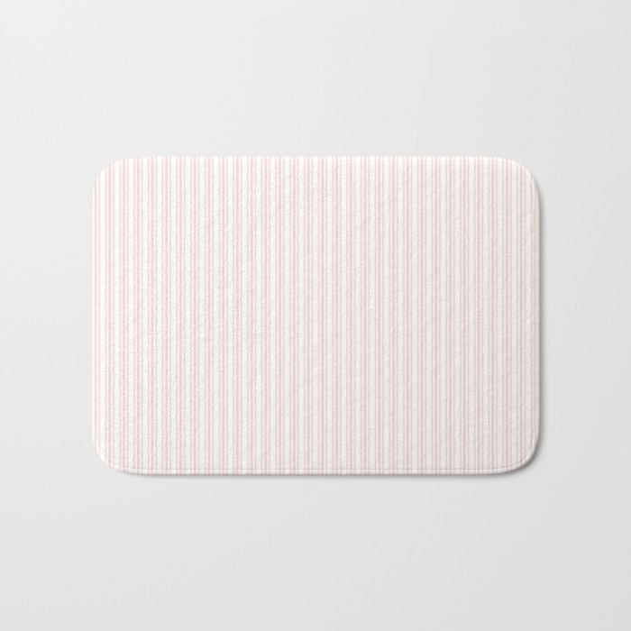 Classic Small Pink Rosebud Pastel Pink French Mattress Ticking Double Stripes Bath Mat Gallery Image 1