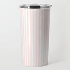 Classic Small Pink Rosebud Pastel Pink French Mattress Ticking Double Stripes Travel Mug Gallery Image 1