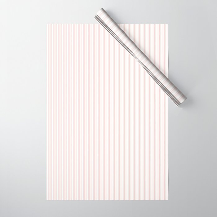 Classic Small Pink Rosebud Pastel Pink French Mattress Ticking Double Stripes Wrapping Paper Gallery Image 1