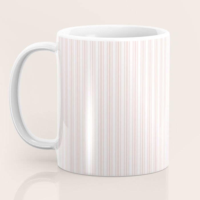 Classic Small Pink Rosebud Pastel Pink French Mattress Ticking Double Stripes Coffee Mug Gallery Image 3