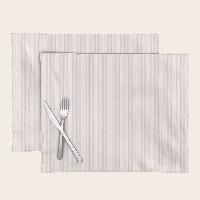 Classic Small Pink Rosebud Pastel Pink French Mattress Ticking Double Stripes Placemat Gallery Image 1
