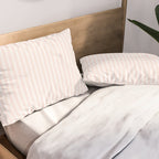 Classic Small Pink Rosebud Pastel Pink French Mattress Ticking Double Stripes Pillow Sham Gallery Image 2