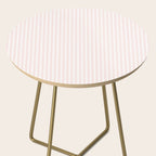 Classic Small Pink Rosebud Pastel Pink French Mattress Ticking Double Stripes Side Table Gallery Image 2