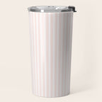 Classic Small Pink Rosebud Pastel Pink French Mattress Ticking Double Stripes Travel Mug Gallery Image 2