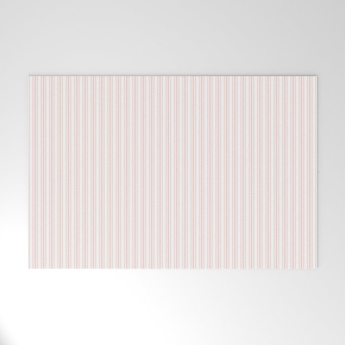 Classic Small Pink Rosebud Pastel Pink French Mattress Ticking Double Stripes Welcome Mat Gallery Image 1