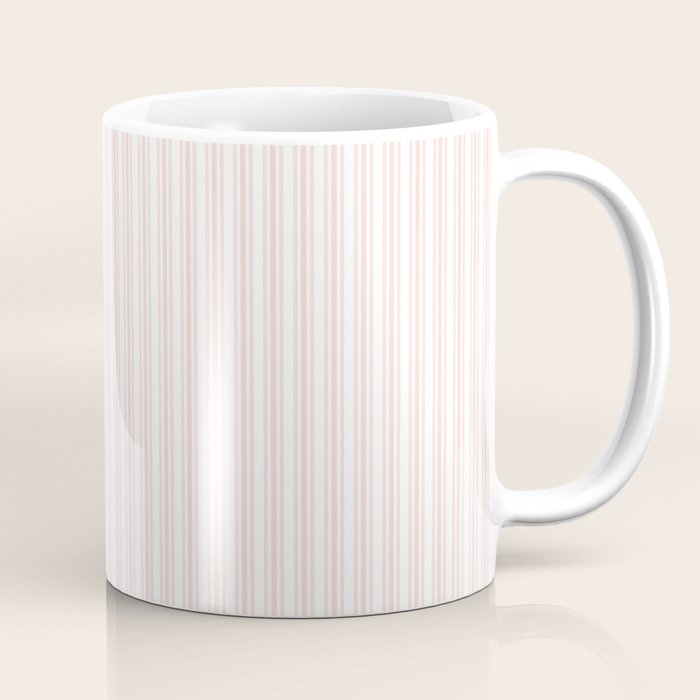 Classic Small Pink Rosebud Pastel Pink French Mattress Ticking Double Stripes Coffee Mug Gallery Image 1