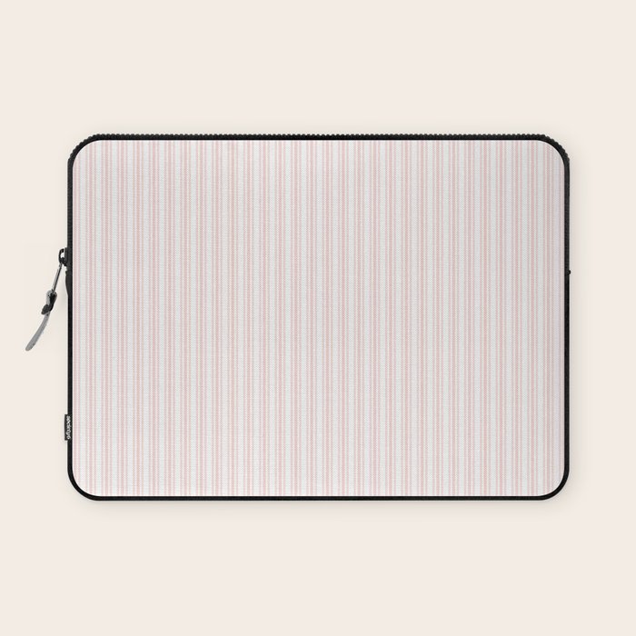 Classic Small Pink Rosebud Pastel Pink French Mattress Ticking Double Stripes Laptop Sleeve Gallery Image 1