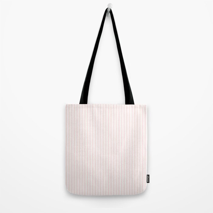 Classic Small Pink Rosebud Pastel Pink French Mattress Ticking Double Stripes Tote Bag Gallery Image 2