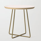 Classic Small Pink Rosebud Pastel Pink French Mattress Ticking Double Stripes Side Table Gallery Image 1