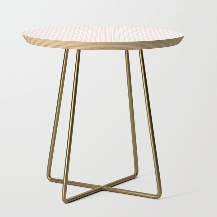 Classic Small Pink Rosebud Pastel Pink French Mattress Ticking Double Stripes Side Table Gallery Image 1