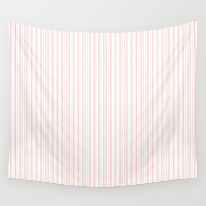 Classic Small Pink Rosebud Pastel Pink French Mattress Ticking Double Stripes Wall Tapestry Gallery Image 4