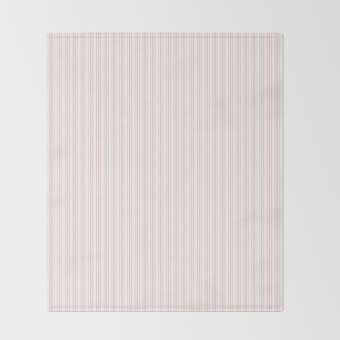Classic Small Pink Rosebud Pastel Pink French Mattress Ticking Double Stripes Throw Blanket Gallery Image 2