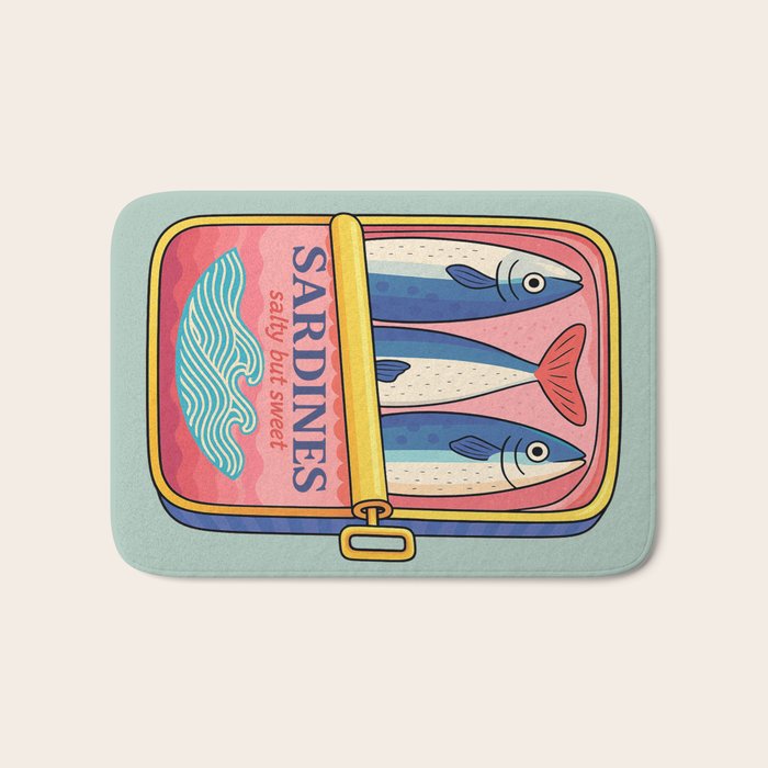 Tin of Love - Sardines in a Can with Heart Tail Bath Mat Gallery Image 1