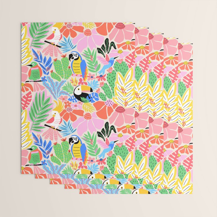 Joyful Jungle Exotic Birds Colorful Pattern Wrapping Paper Gallery Image 3