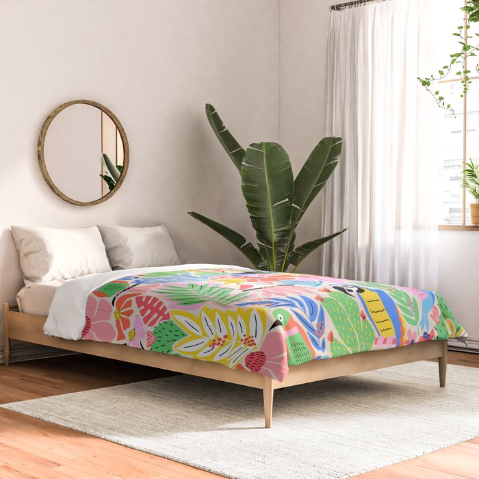Joyful Jungle Exotic Birds Colorful Pattern Comforter Gallery Image 2