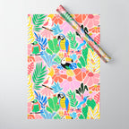 Joyful Jungle Exotic Birds Colorful Pattern Wrapping Paper Gallery Image 1