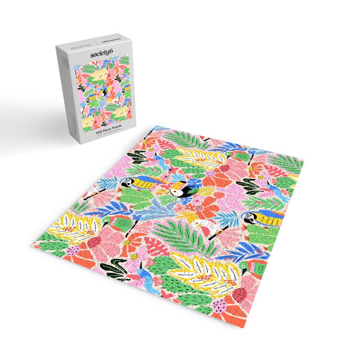 Joyful Jungle Exotic Birds Colorful Pattern Jigsaw Puzzle Gallery Image 2