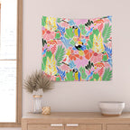 Joyful Jungle Exotic Birds Colorful Pattern Wall Tapestry Gallery Image 2