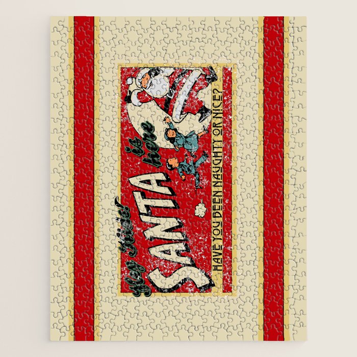 Naughty or Nice?, Vintage Santa Poster Jigsaw Puzzle Gallery Image 1