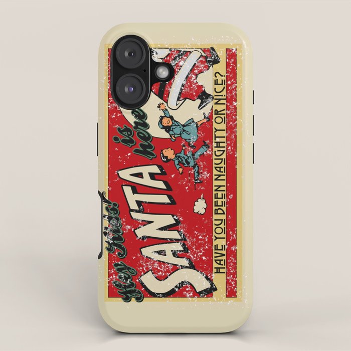 Naughty or Nice?, Vintage Santa Poster iPhone Case Gallery Image 1