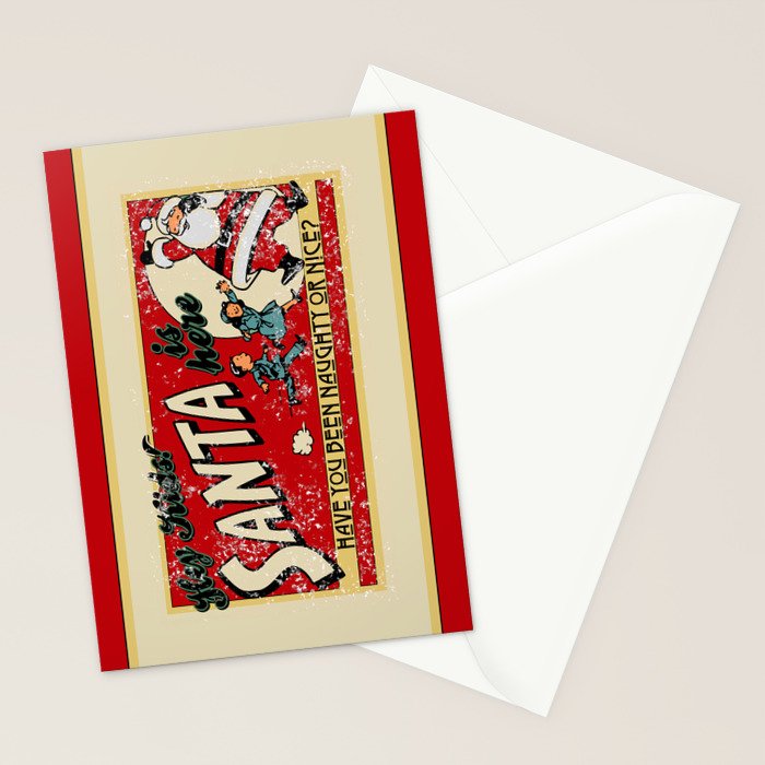 Naughty or Nice?, Vintage Santa Poster Stationery Card Gallery Image 2