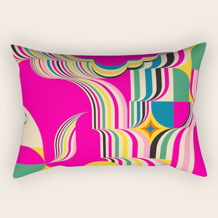 Pinky Groovy Girl and Landscape Rectangular Pillow Gallery Image 1